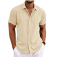 Men's Cotton Linen Shirt | Double Placket Breathable Button-Up