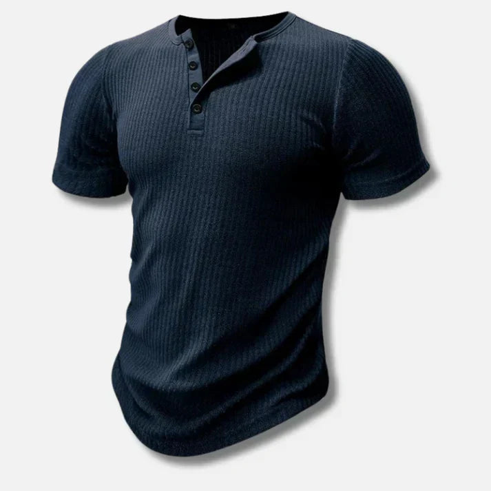 Men's Slim-Fit Henley T-Shirt, Cotton Blend Button Placket Tee