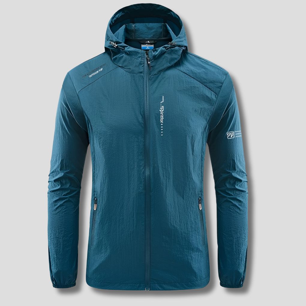 Men's Ultralight Hooded Summer Jacket, Wind and Sun Protection, Packable