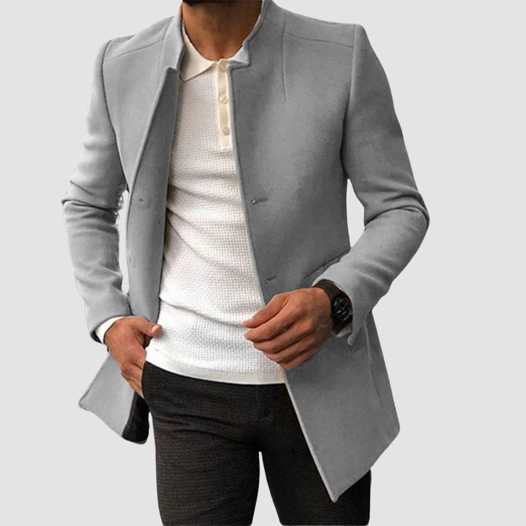 Men's Long Overcoat | Single-Breasted Classic Winter Coat