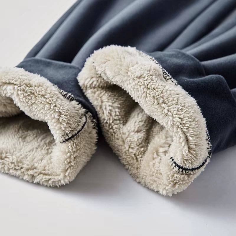 Luvin Blanc Men's Two-Piece Set - Cotton Cashmere Loungewear with Lamb Velvet Lining