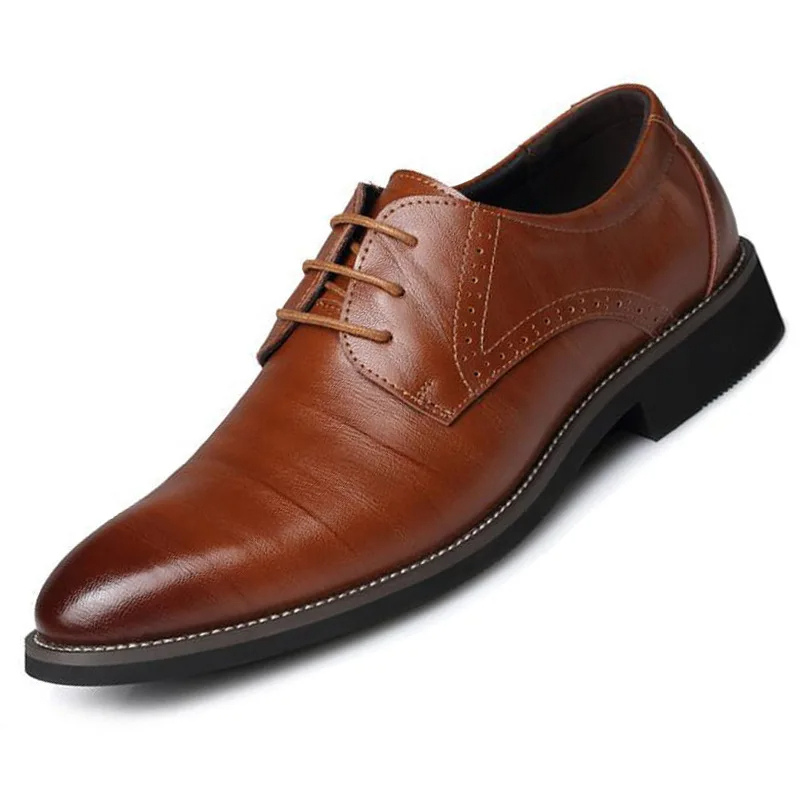Men's Vegan Leather Oxford Shoes, Classic Lace-Up Dress Shoes