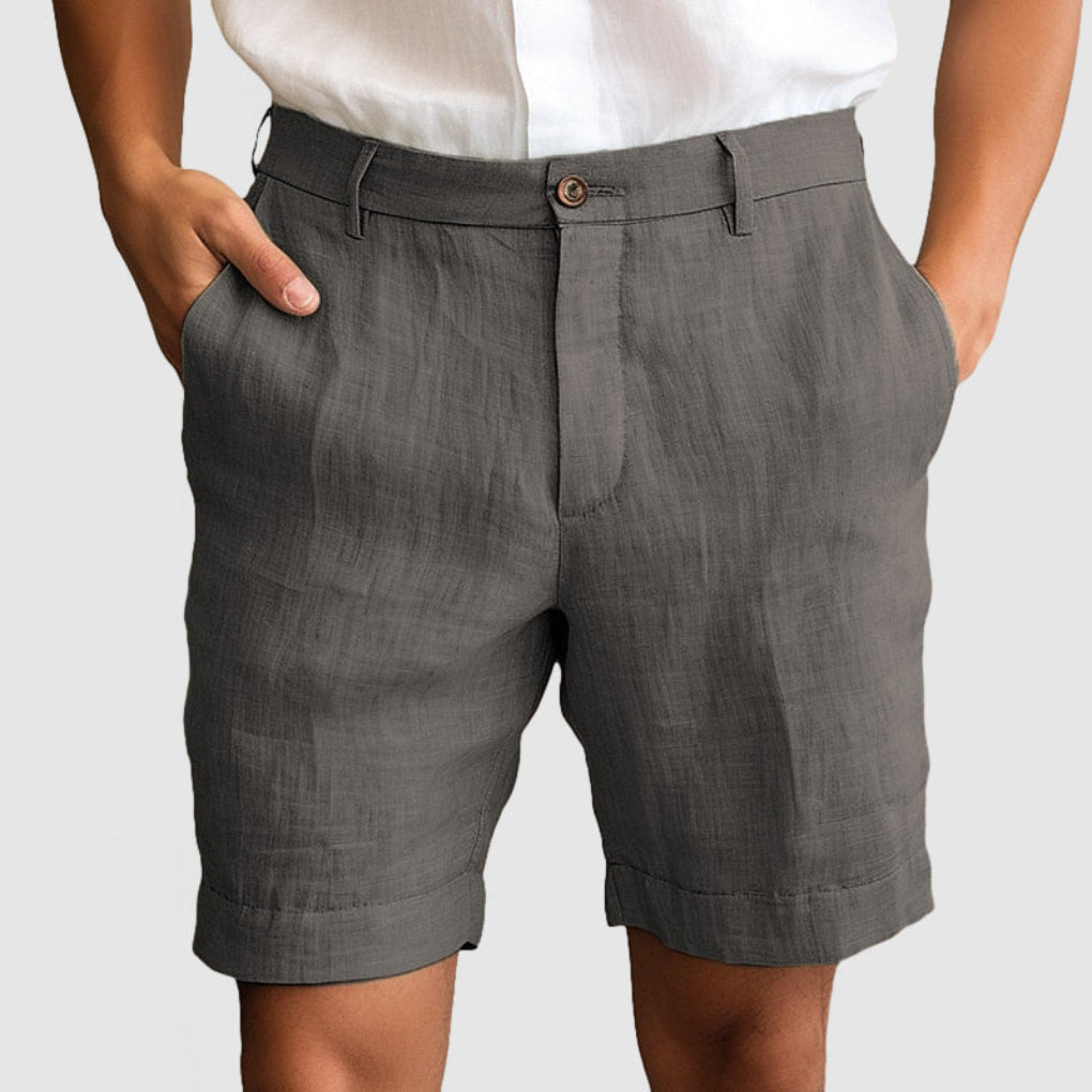 Men's Cotton Linen Casual Shorts, Breathable Summer Shorts