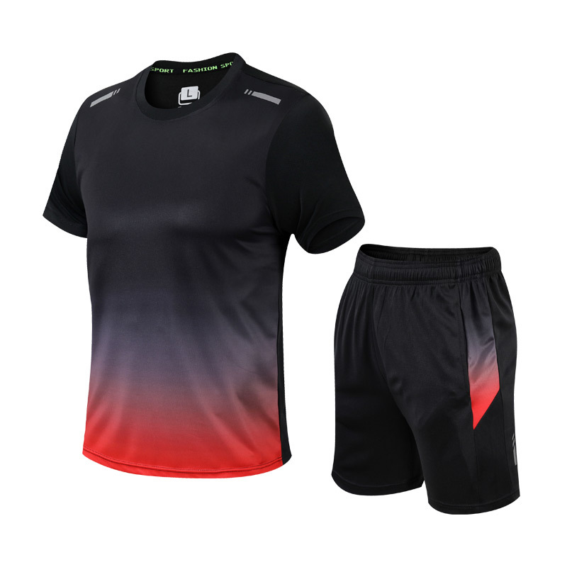 Men's Athletic 2-Piece Set - Gradient T-Shirt & Shorts