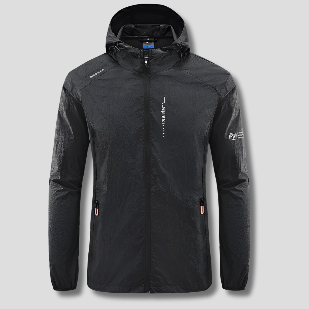 Men's Ultralight Hooded Summer Jacket, Wind and Sun Protection, Packable