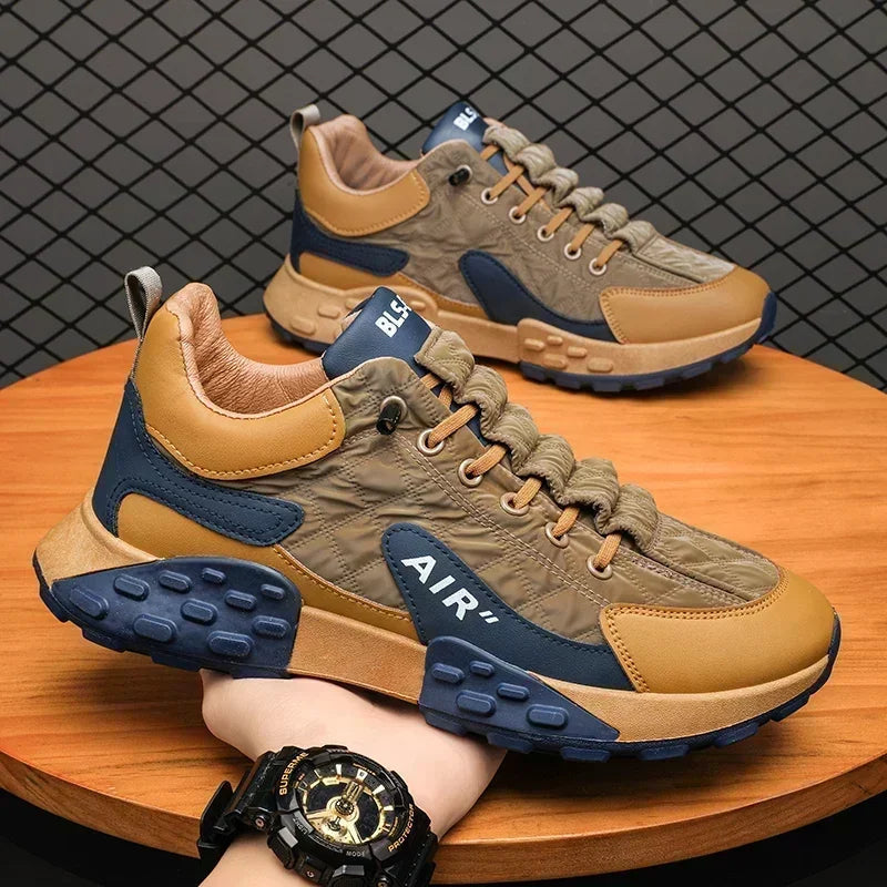 Men's Platform Sneakers - Breathable Lace-Up Casual Shoes