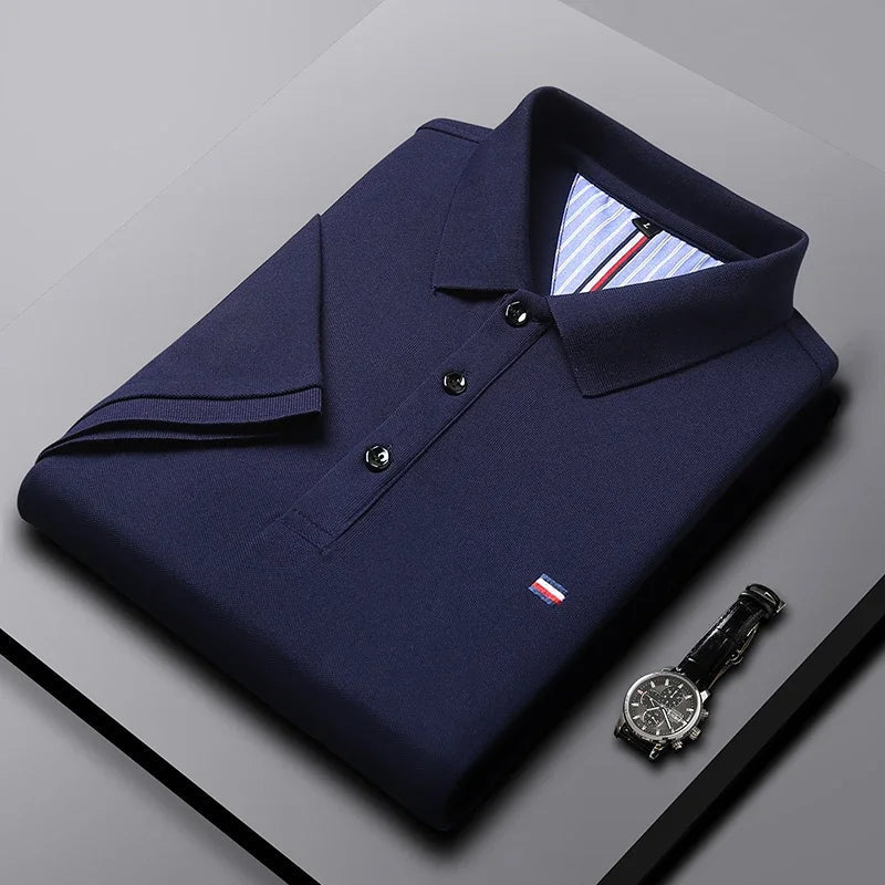 Men's Breathable Polo Shirt, Cotton Blend with Embroidery Detail