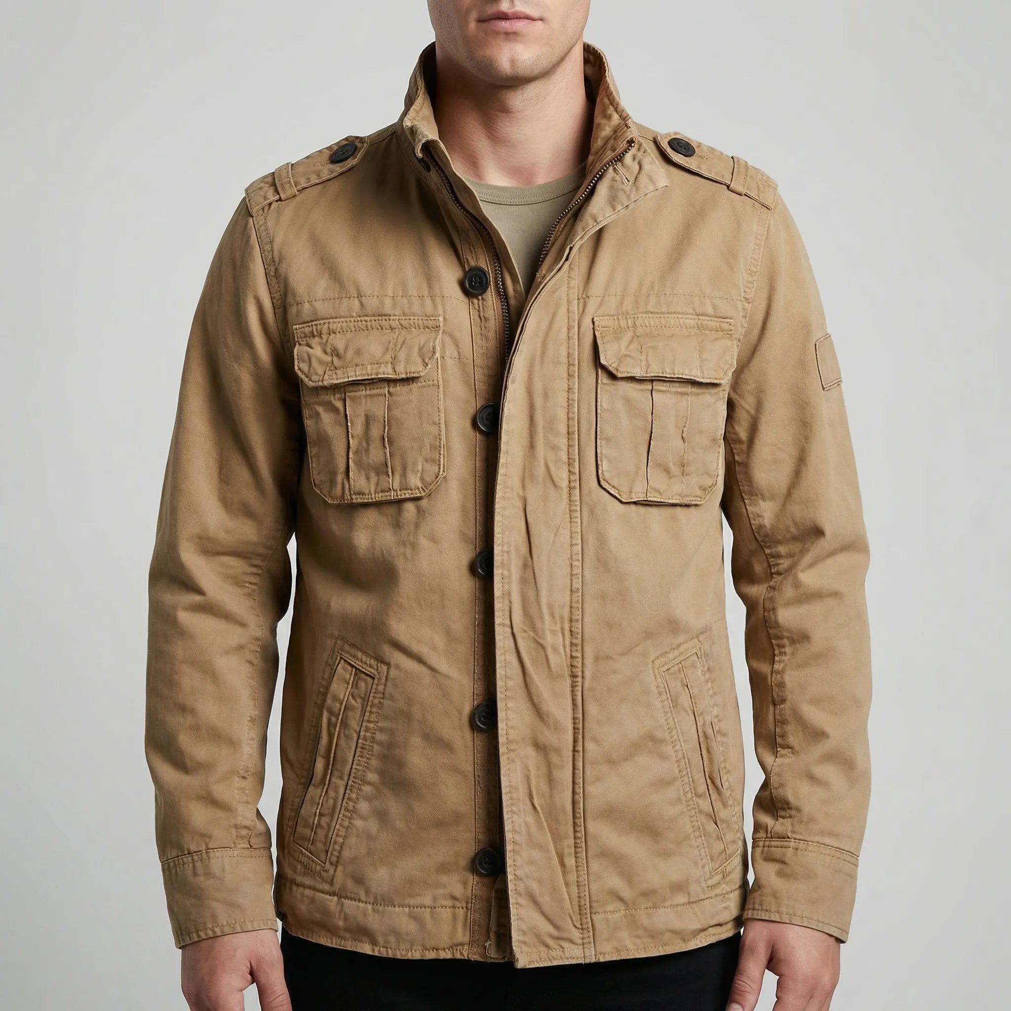 Men's Camouflage Military Jacket - Cotton Lined Casual Coat