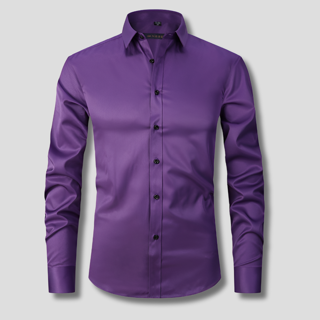 Men's Slim Fit Stretch Shirt, Soft Polyester Dress Shirt