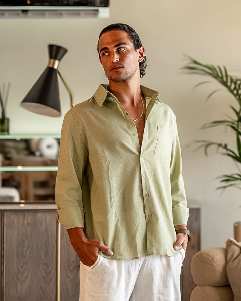 Men's Casual Button-Down Shirt with Chest Pocket, Classic Everyday Shirt
