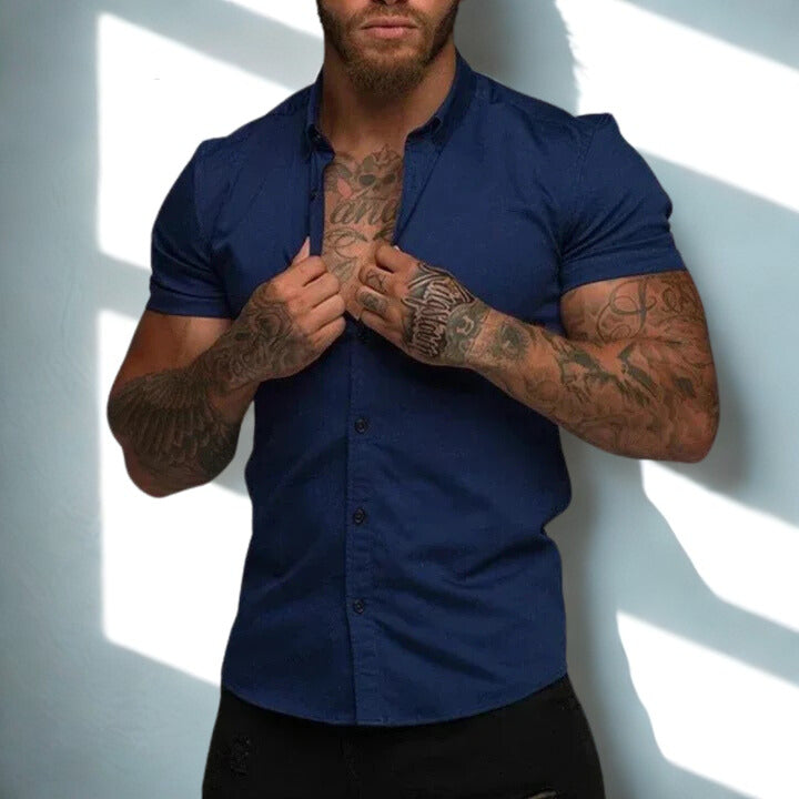 Men's Short Sleeve Button-Down Shirt | Casual Fitted Cut