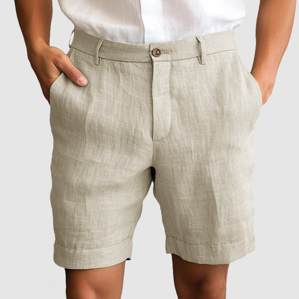 Men's Cotton Linen Casual Shorts, Breathable Summer Shorts