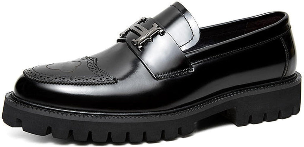 Men's Platform Loafers with Metal Bit Detail, Modern Slip-On Shoes