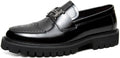 Men's Platform Loafers with Metal Bit Detail, Modern Slip-On Shoes