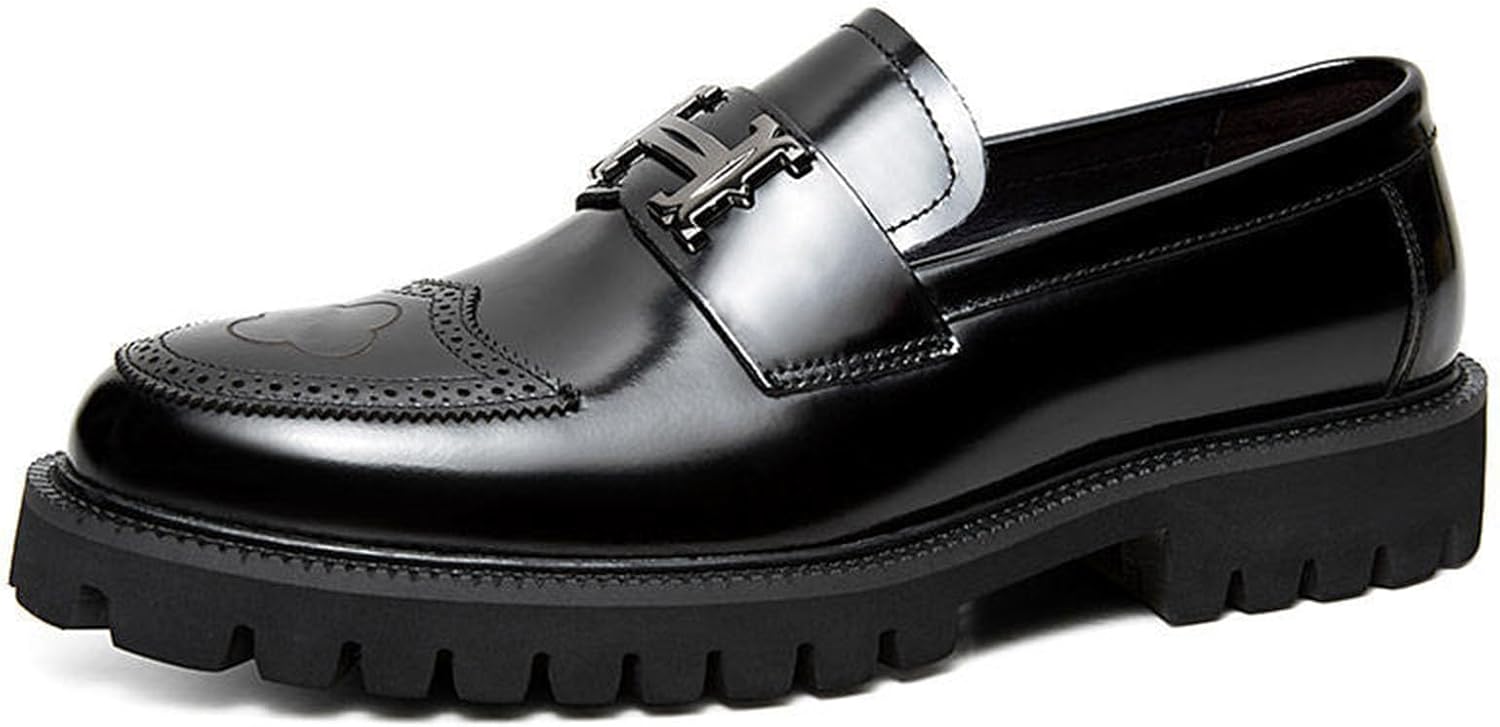 Men's Platform Loafers with Metal Bit Detail, Modern Slip-On Shoes