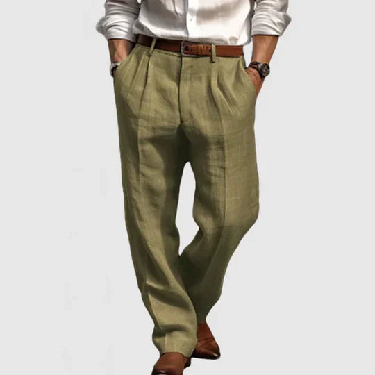 Men's Cotton-Linen Casual Trousers - Breathable Straight-Leg Pants