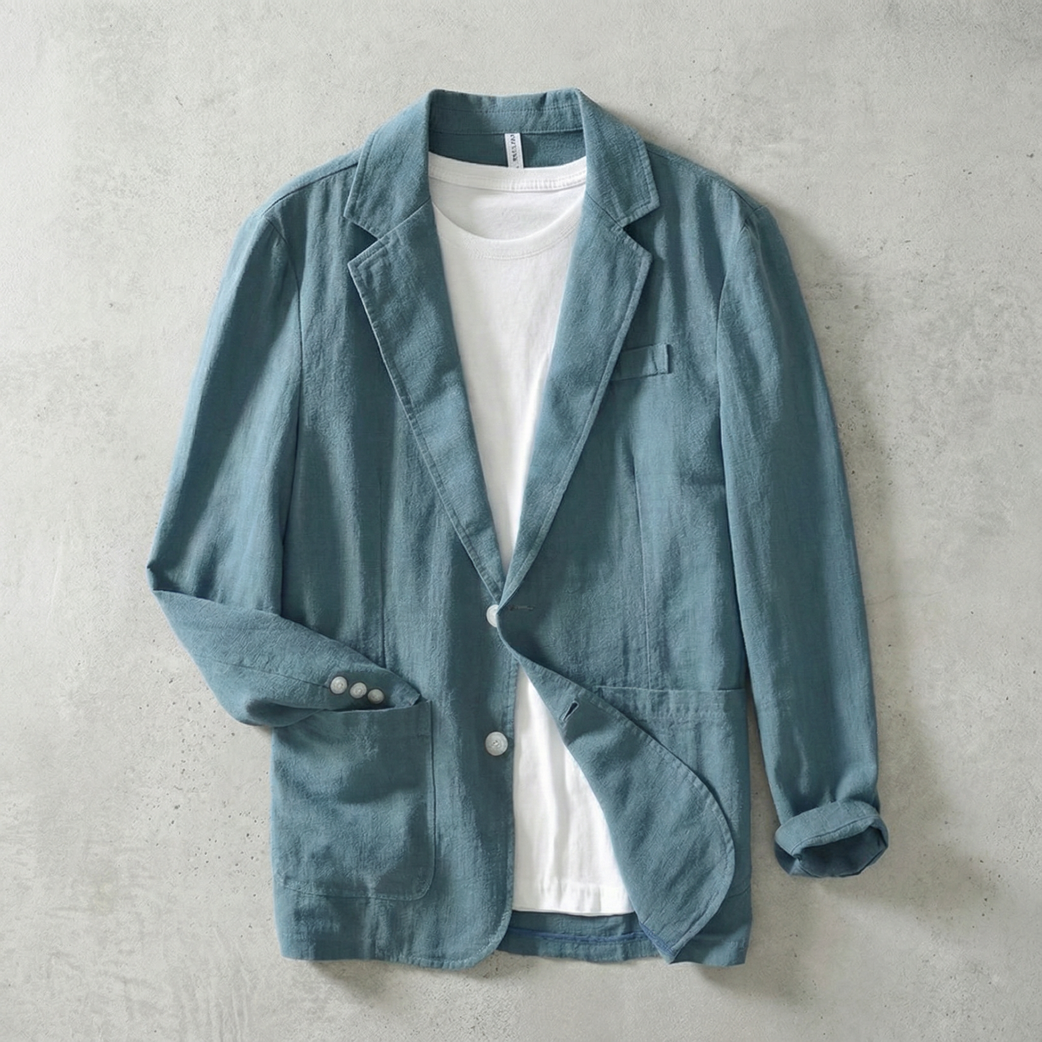 Men's Linen Blend Jacket, Lightweight Layer with Classic Lapels