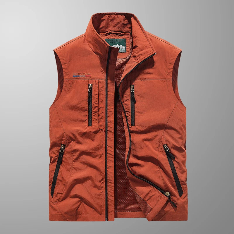 Men's Outdoor Utility Vest - Multi-Pocket Lightweight Fishing and Hiking Vest