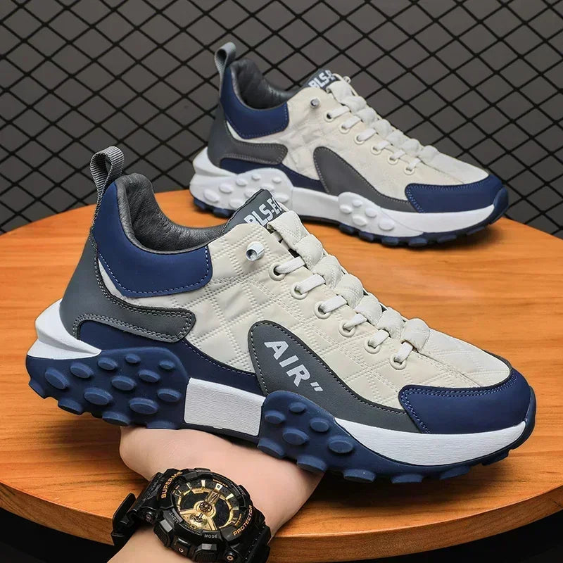 Men's Platform Sneakers - Breathable Lace-Up Casual Shoes