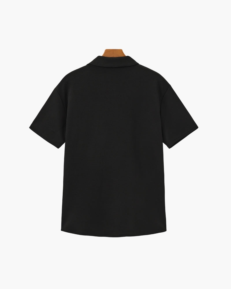 Men's Two-Piece Short Sleeve Shirt and Pants Set with V-Neck, Casual Matching Outfit