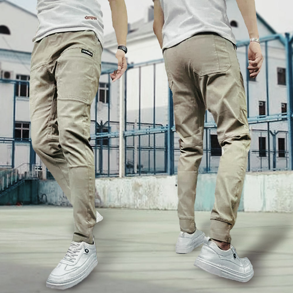 Men's Tapered Cargo Pants - Casual Multi-Pocket Trousers