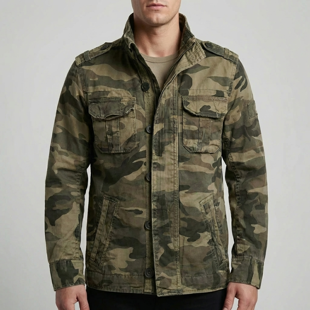 Men's Camouflage Military Jacket - Cotton Lined Casual Coat
