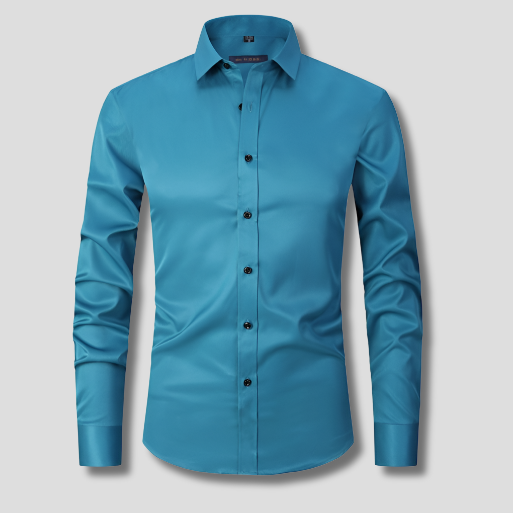 Men's Slim Fit Stretch Shirt, Soft Polyester Dress Shirt