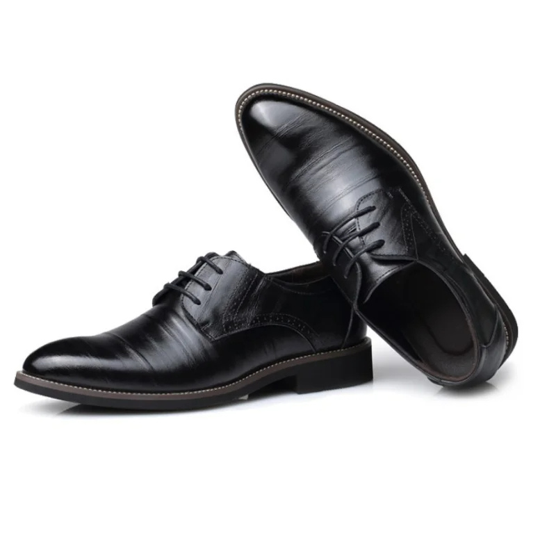 Men's Vegan Leather Oxford Shoes, Classic Lace-Up Dress Shoes