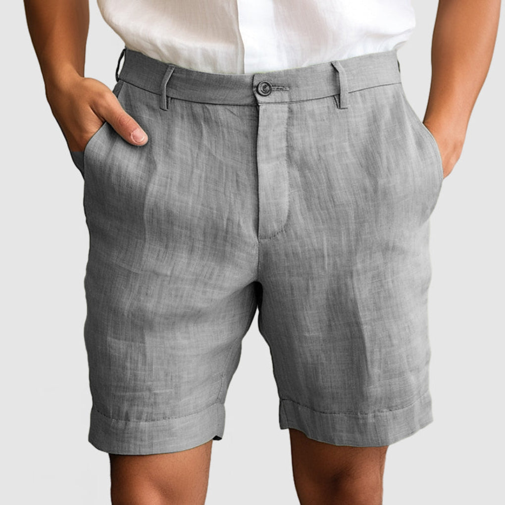 Men's Cotton Linen Casual Shorts, Breathable Summer Shorts