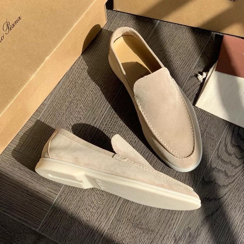Men's Slip-On Loafers with Tonal Stitching, Minimalist Casual Shoes