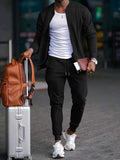 Men's Zip-Up Jacket and Pants Set, Athleisure Track Set