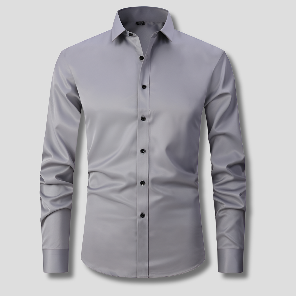 Men's Slim Fit Stretch Shirt, Soft Polyester Dress Shirt