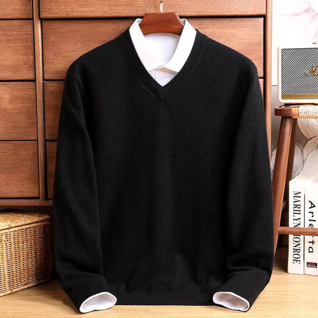 Olympia Merino V-Neck Sweater - Ultra-Soft Merino Wool for Men