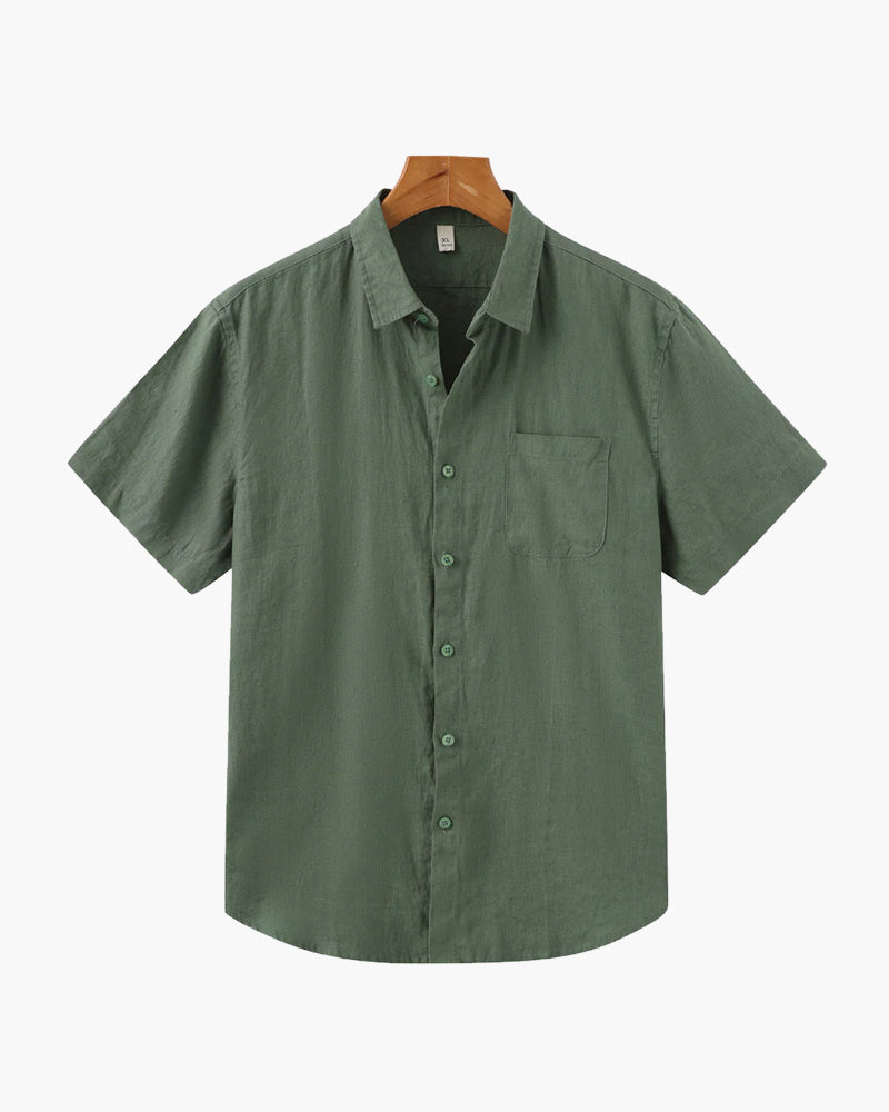 Men's Short Sleeve Button-Down Shirt with Chest Pocket, Casual Summer Shirt