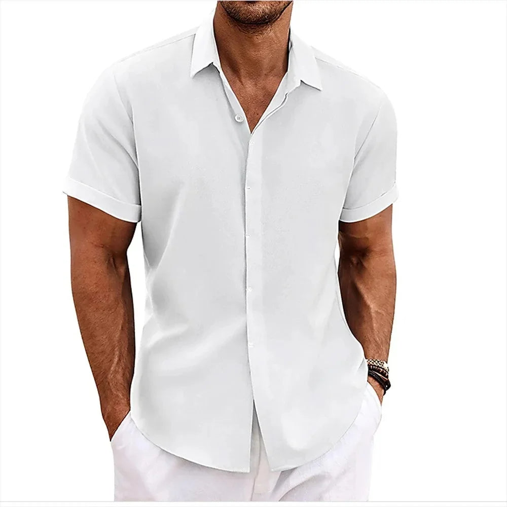 Men's Cotton Linen Shirt | Double Placket Breathable Button-Up