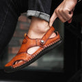 Men's Breathable Leather Sandals - Adjustable Strap Summer Sandals