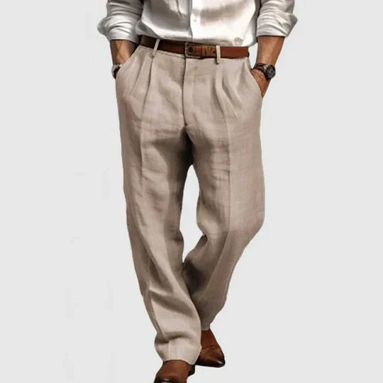 Men's Cotton-Linen Casual Trousers - Breathable Straight-Leg Pants