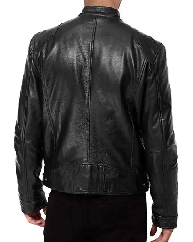 Men's Faux Leather Motorcycle Jacket, Classic Biker Style Outerwear
