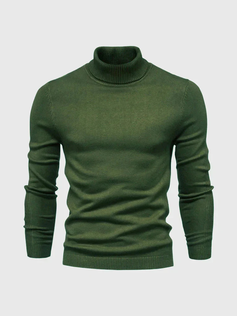 Men's Turtleneck Sweater - Soft Cotton, Machine Washable, Classic Fit