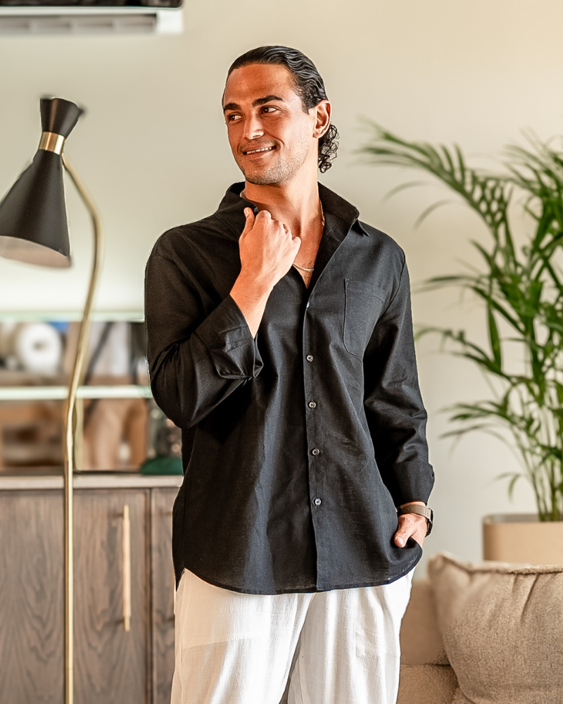 Men's Casual Button-Down Shirt with Chest Pocket, Classic Everyday Shirt
