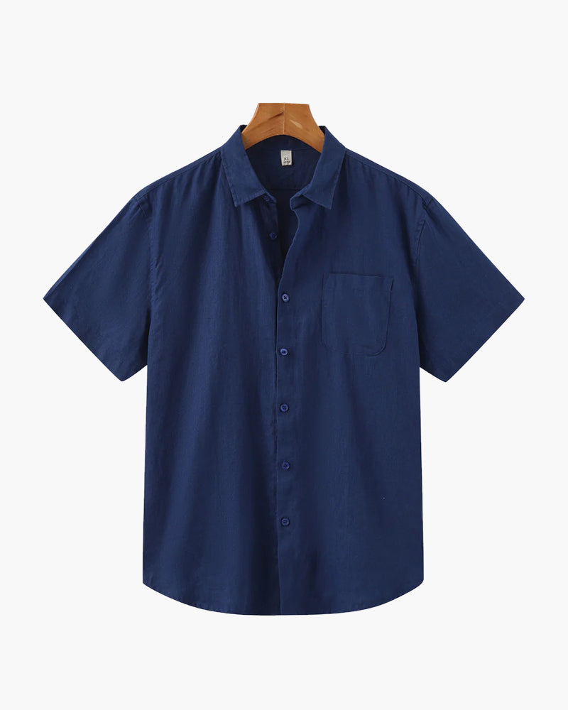 Men's Short Sleeve Button-Down Shirt with Chest Pocket, Casual Summer Shirt