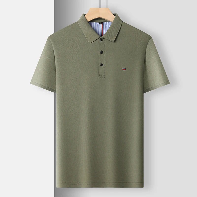 Men's Breathable Polo Shirt, Cotton Blend with Embroidery Detail