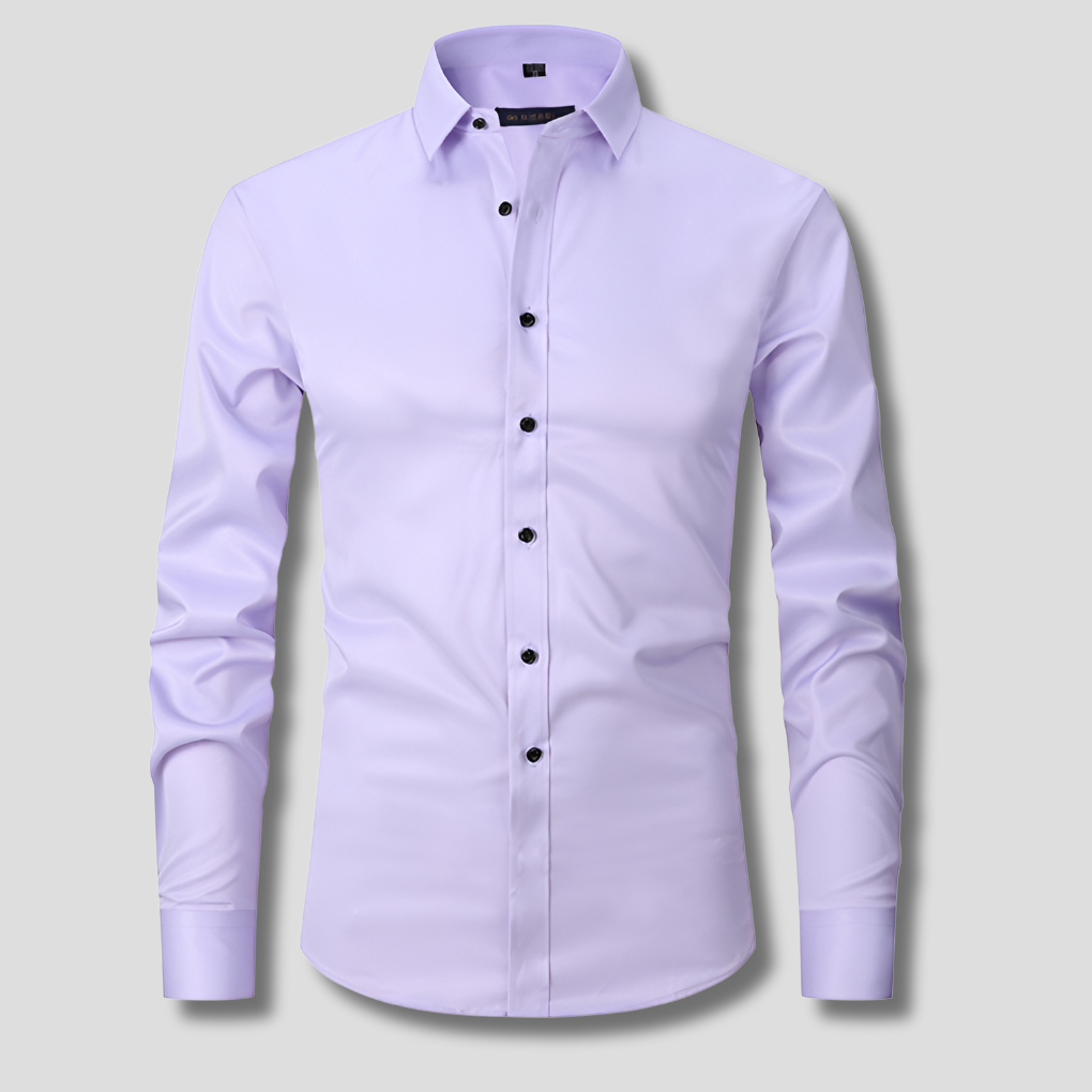Men's Slim Fit Stretch Shirt, Soft Polyester Dress Shirt