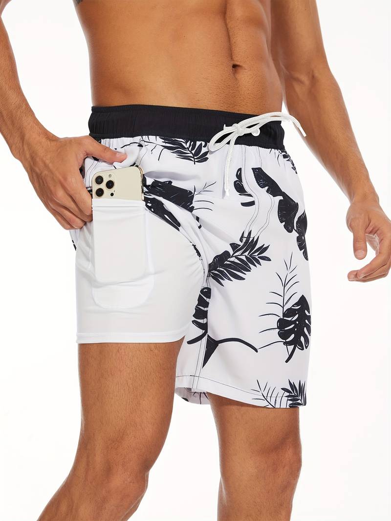 Men's Swim Trunks with Drawstring Waist, Mid-Thigh Quick-Dry Board Shorts
