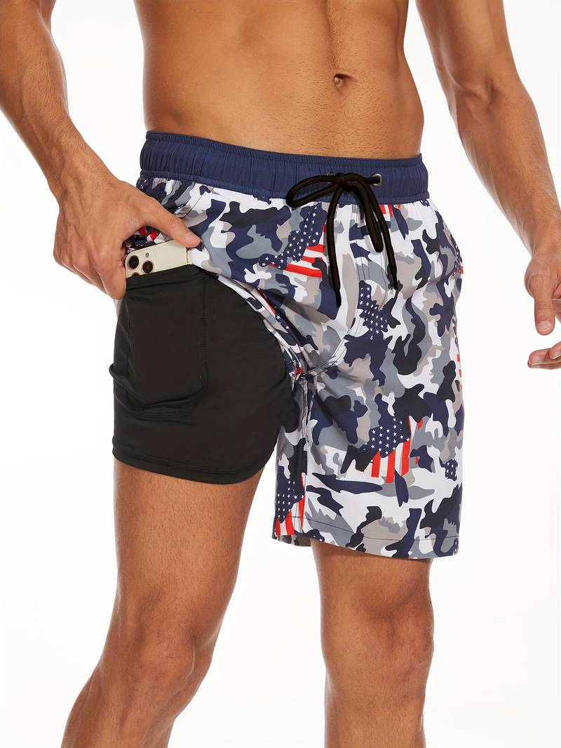 Men's Swim Trunks with Drawstring Waist, Mid-Thigh Quick-Dry Board Shorts