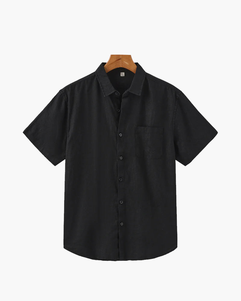 Men's Short Sleeve Button-Down Shirt with Chest Pocket, Casual Summer Shirt