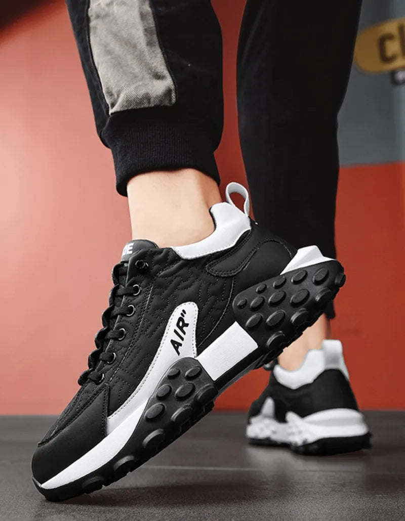 Men's Platform Sneakers - Breathable Lace-Up Casual Shoes