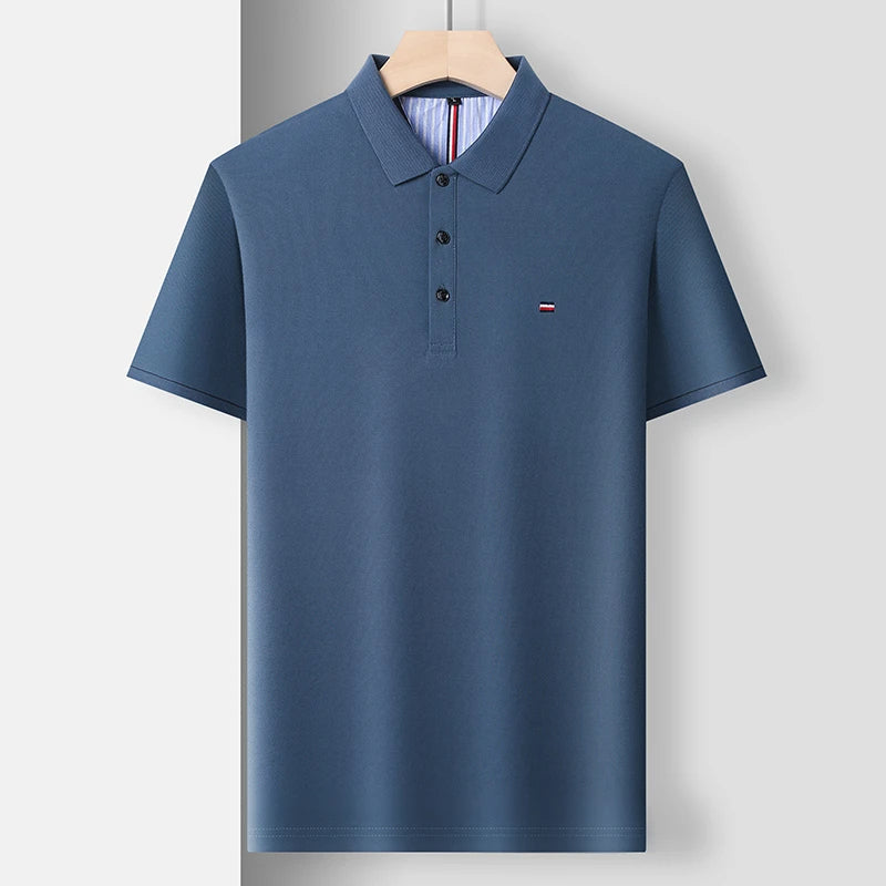 Men's Breathable Polo Shirt, Cotton Blend with Embroidery Detail