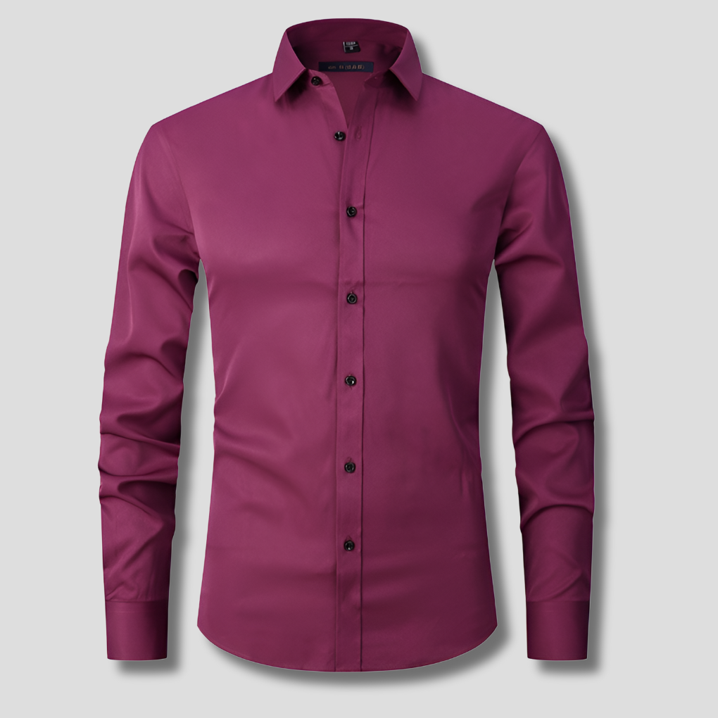 Men's Slim Fit Stretch Shirt, Soft Polyester Dress Shirt