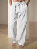 Men's Relaxed-Fit Drawstring Pants - Casual Cotton-Linen Trousers